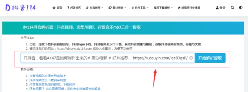 将复制的短视频链接粘贴进入解析框里面 抖音短视频去水印的方法来了,超简单!(图4)