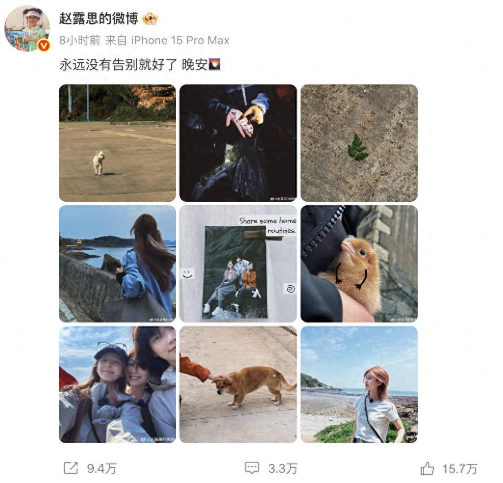 再上热搜！演员赵露思发文“永远没有告别就好了”(图1)